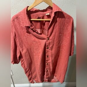 Tommy Bahama Relax Button Up Shirt Mens L Silk Embossed Hawaiian Beach